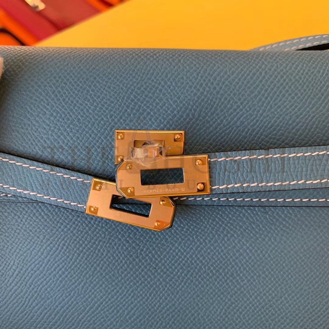 H**me5 Kelly Classique To Go Wallet In Blue Jean Epsom Calfskin Master Quality