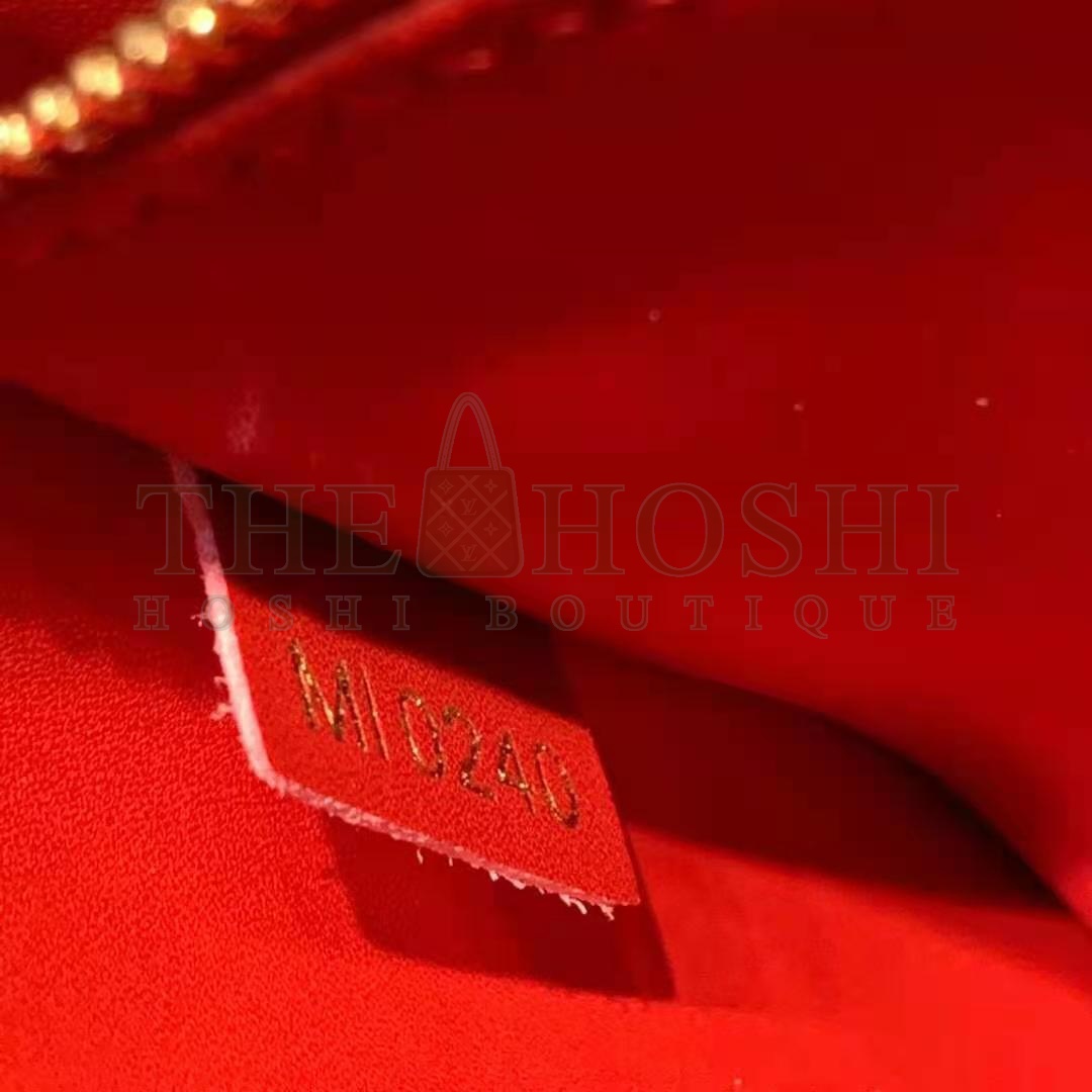 L0vis Vvtt0n LV Women Croisette Chain Wallet Scarlet Red Damier Ebene Coated Canvas Master Quality
