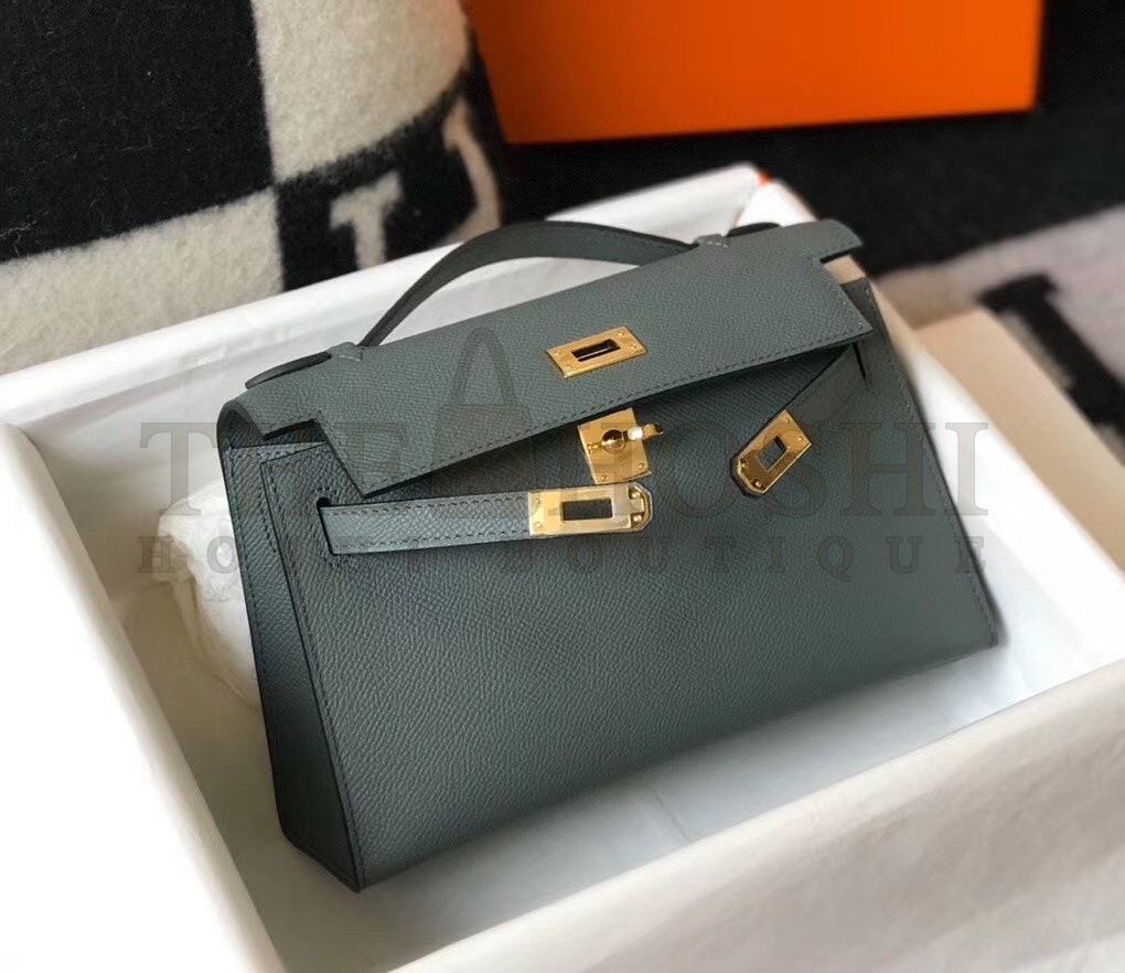 H**me5 Kelly Pochette Bag In Vert Amande Epsom Leather Master Quality