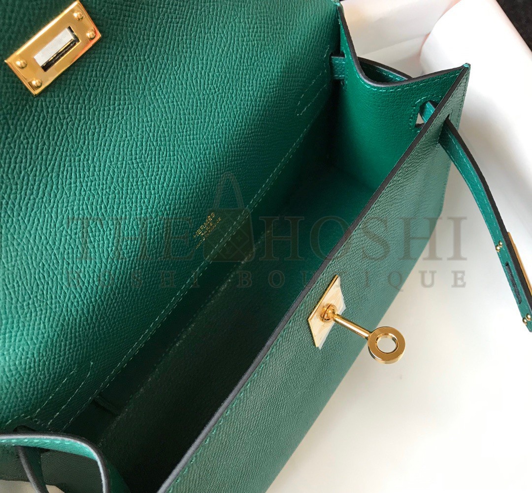 H**me5 Kelly Pochette Clutch Bag In Malachite Epsom Leather Master Quality
