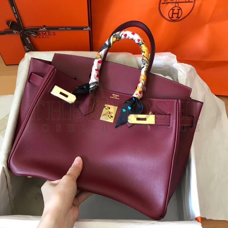 H**me5 Bordeaux Birkin 30cm Epsom Handmade Bag Master Quality