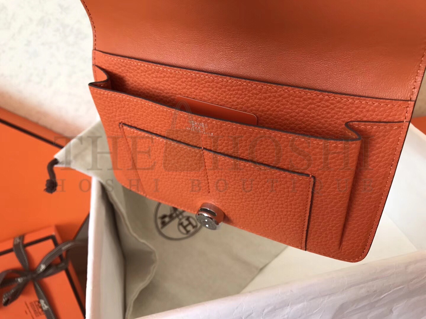 H**me5 Bicolor Dogon Duo Wallet In Black/Orange Leather Master Quality