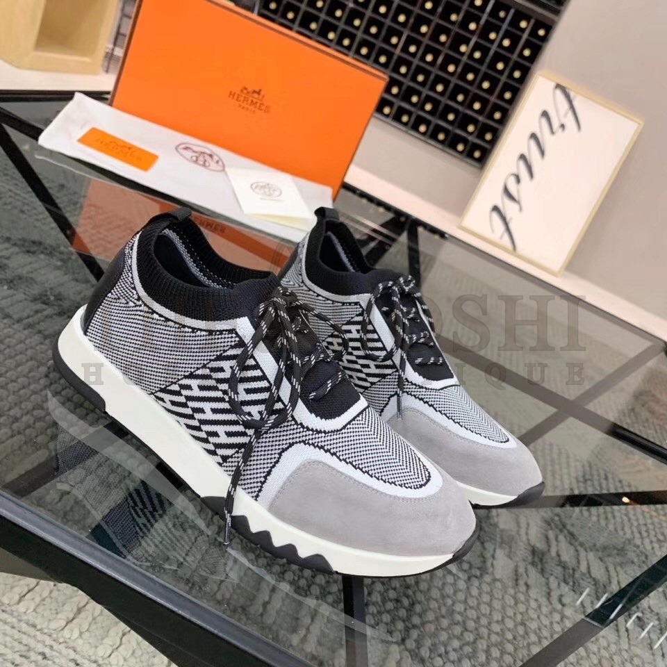 H**me5 Grey Addict Sneakers In Bicolor Knit Master Quality