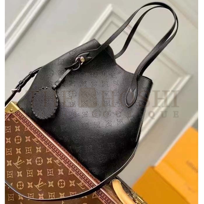 L0vis Vvtt0n LV Women Blossom MM Tote Bag Black Mahina Perforated Calfskin Leather Master Quality