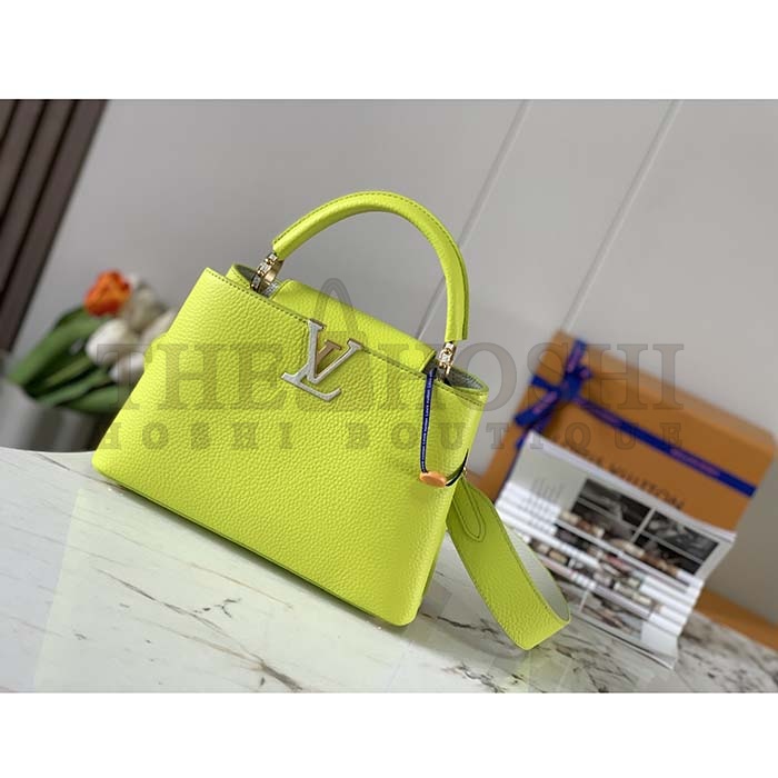 L0vis Vvtt0n LV Women Capucines BB Handbag Cedrat Yellow Crème Nacré Taurillon Leather Master Quality
