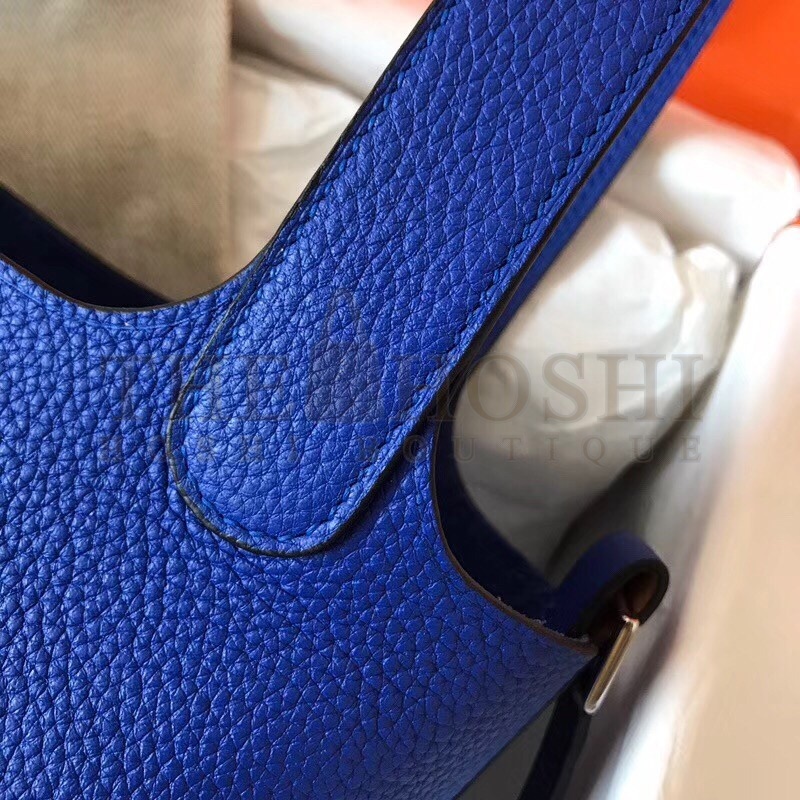 H**me5 Blue Electric Picotin Lock MM 22cm Handmade Bag Master Quality