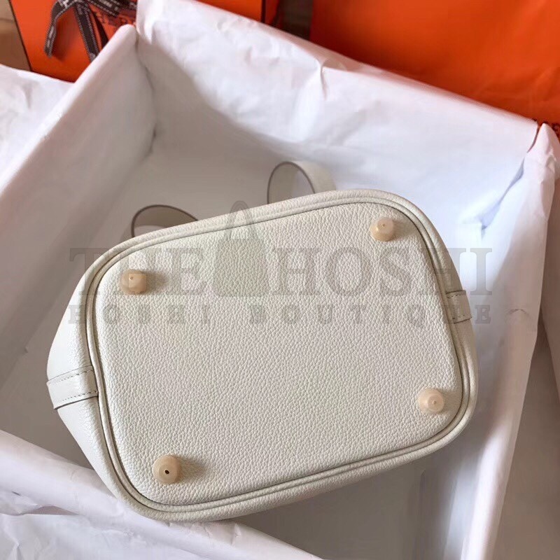 H**me5 White Picotin Lock PM 18cm Handmade Bag Master Quality