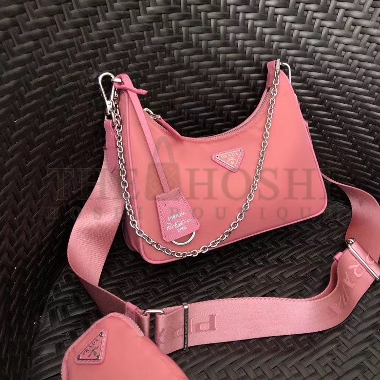 Pra*a Re-Edition 2005 Shoulder Bag In Pink Nylon Master Quality