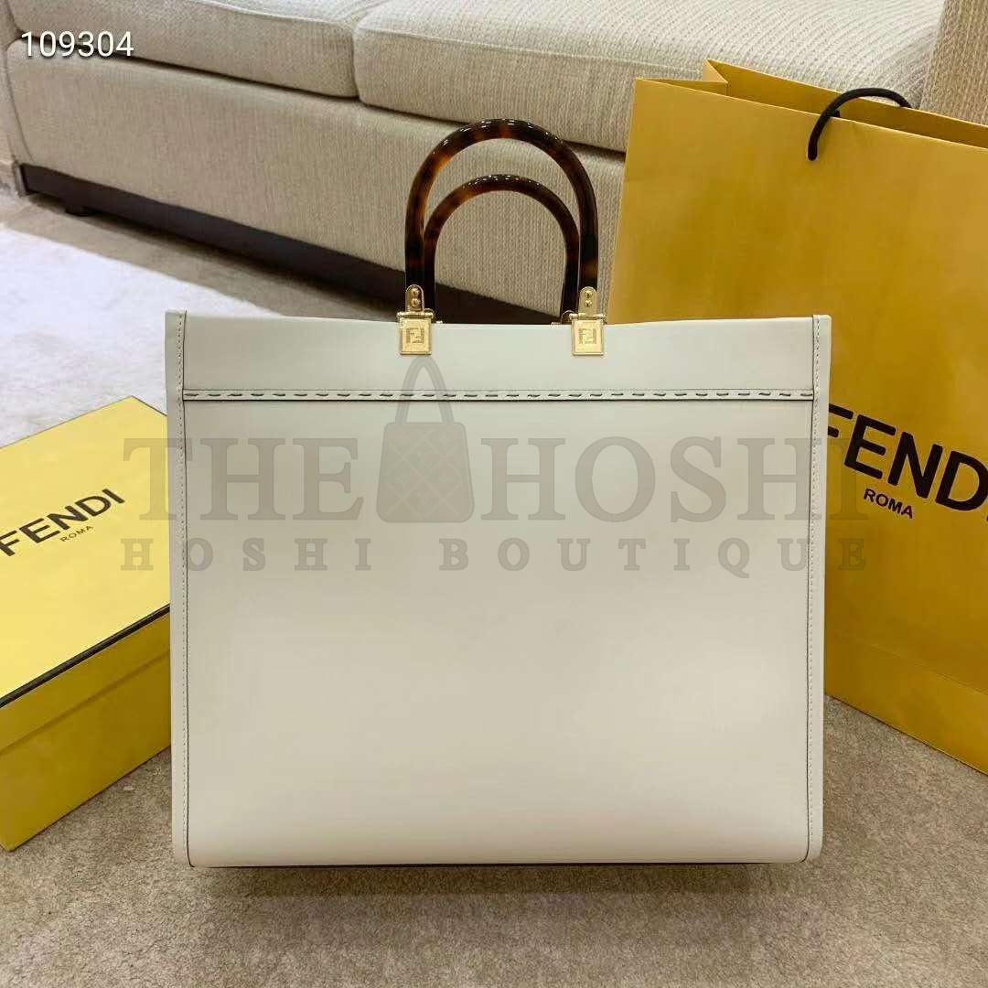 F**di Women Sunshine Shopper Bag White Leather “F**di ROMA” Master Quality