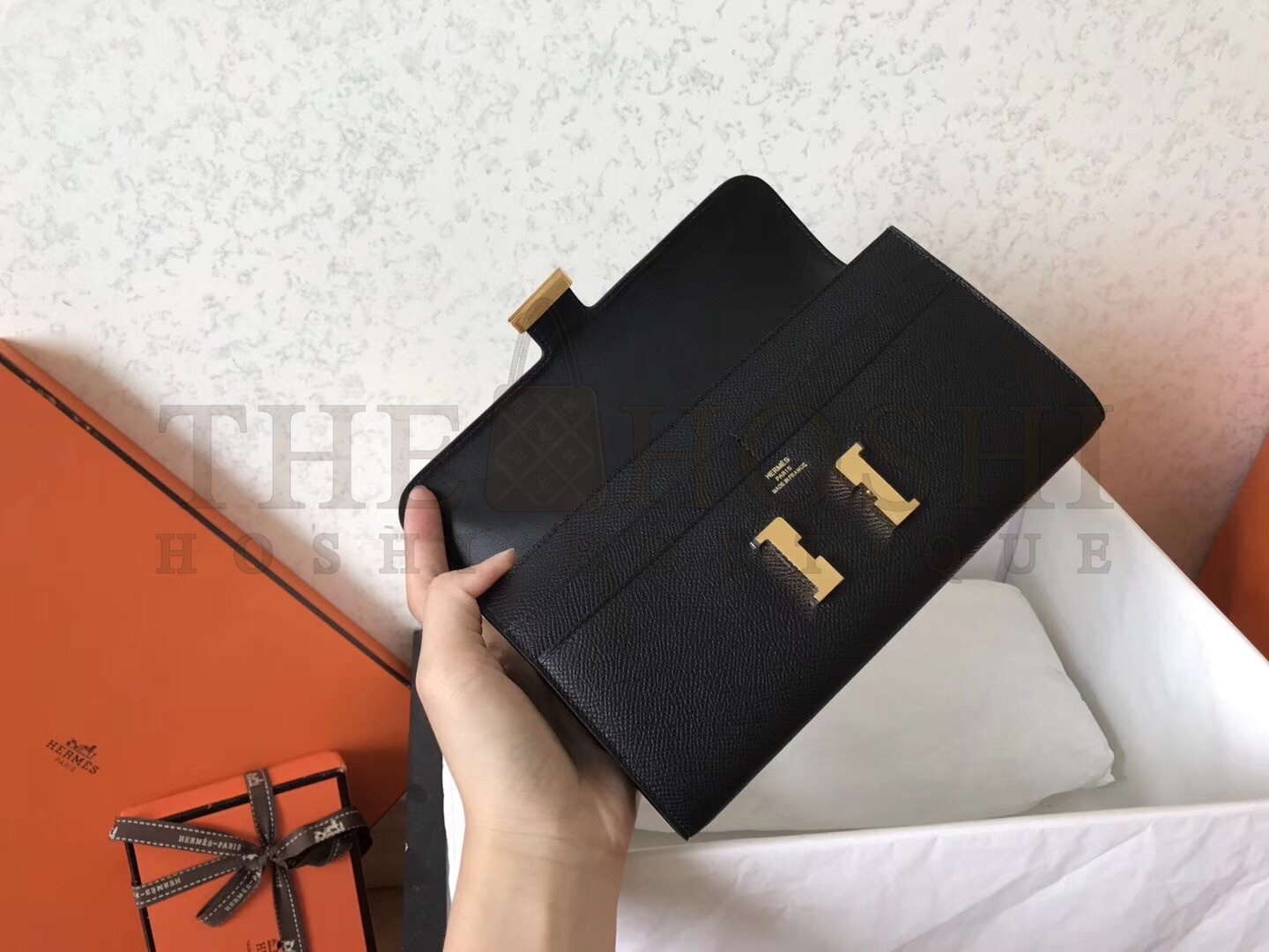 H**me5 Black Epsom Constance Long Wallet Master Quality