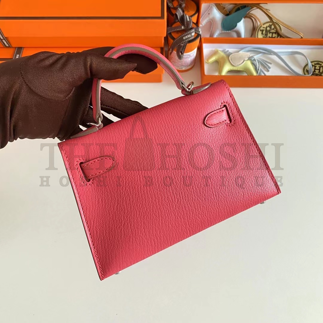 H**me5 Women Mini Kelly 20 Bag Epsom Leather Silver Hardware-Rose Master Quality