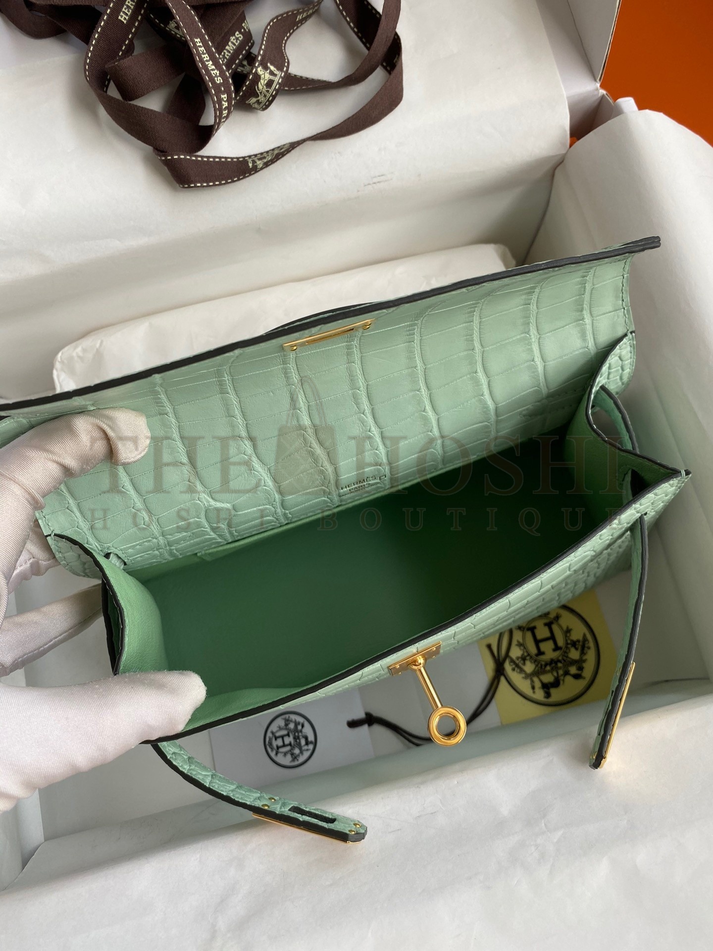 H**me5 Kelly Pochette Handmade Bag In Vert D