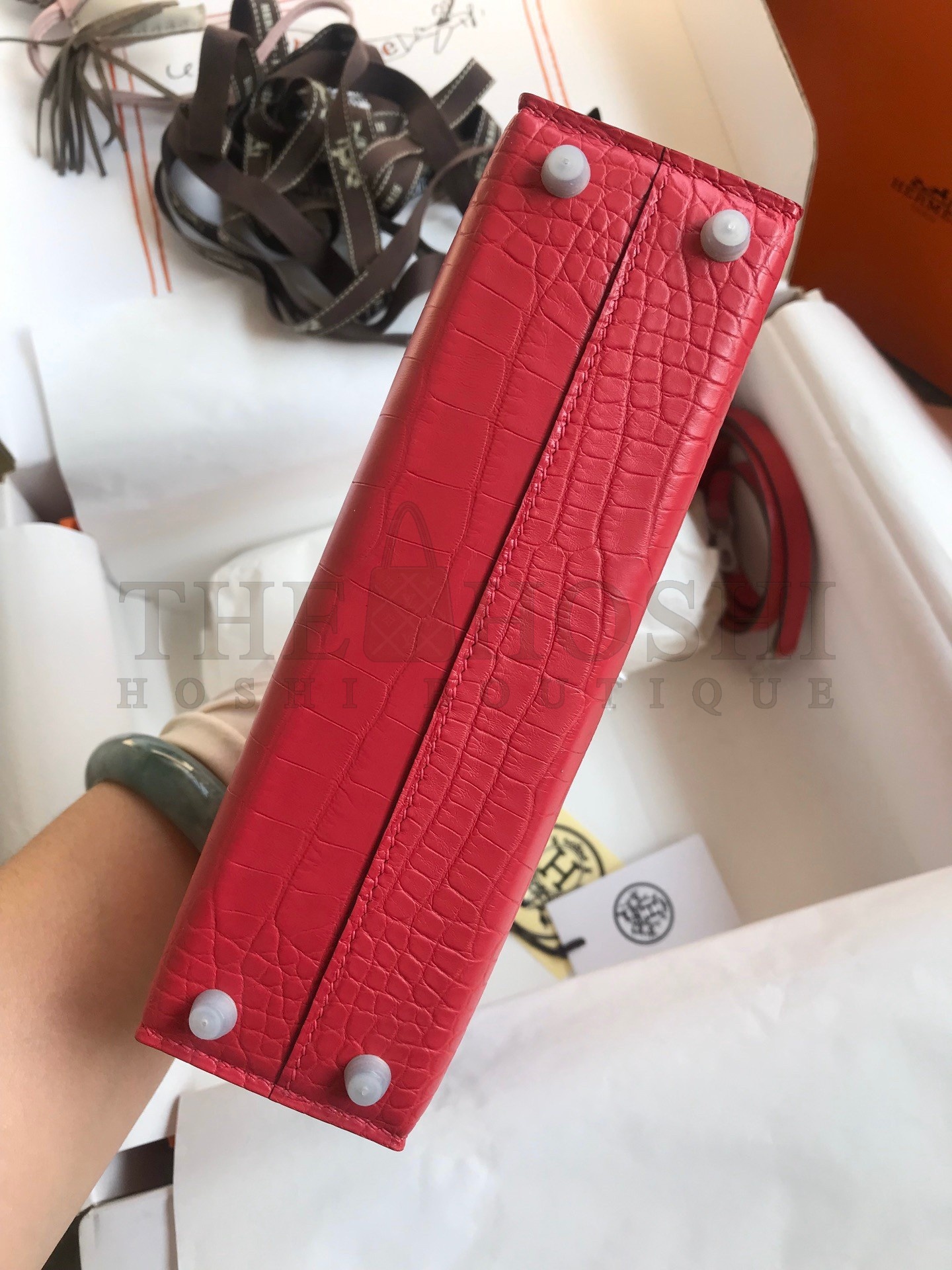 H**me5 Kelly Mini II Sellier Handmade Bag In Rose Extreme Matte Alligator Leather Master Quality