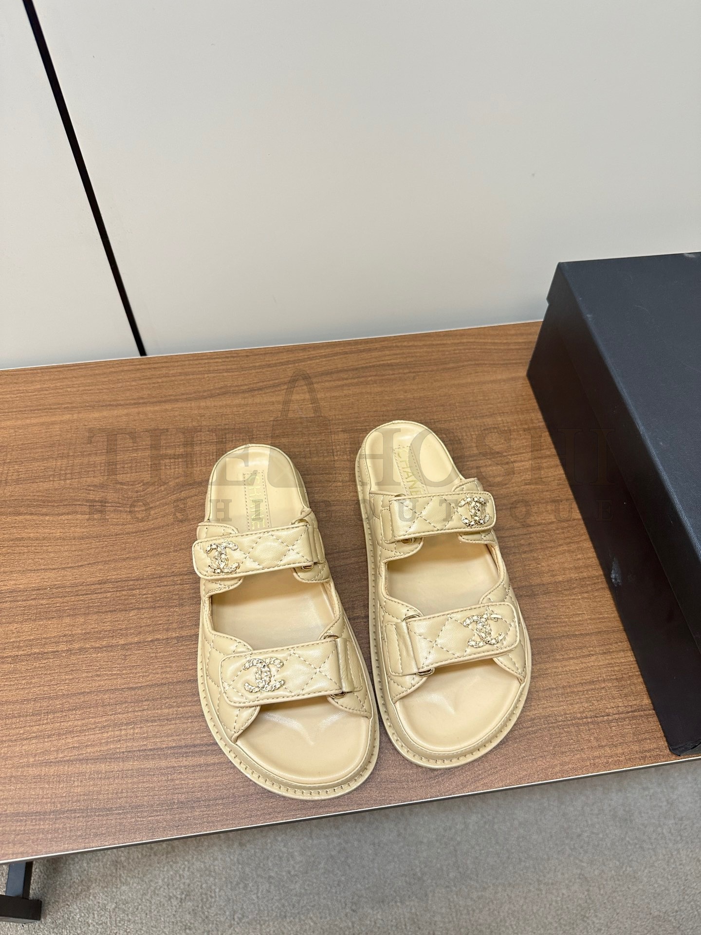 Ch**el Classic Velcro Dad Sandals real leather sole Master Quality