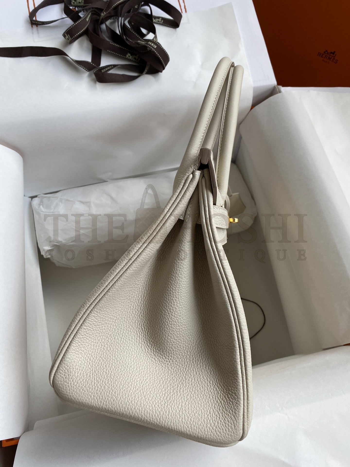 H**me5 Birkin 30 Retourne Handmade Bag In Craie Clemence Leather Master Quality