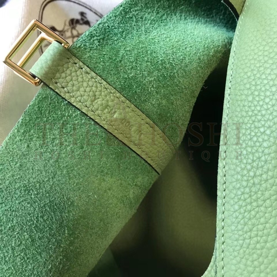 H**me5 Vert Criquet Picotin Lock MM 22cm Handmade Bag Master Quality