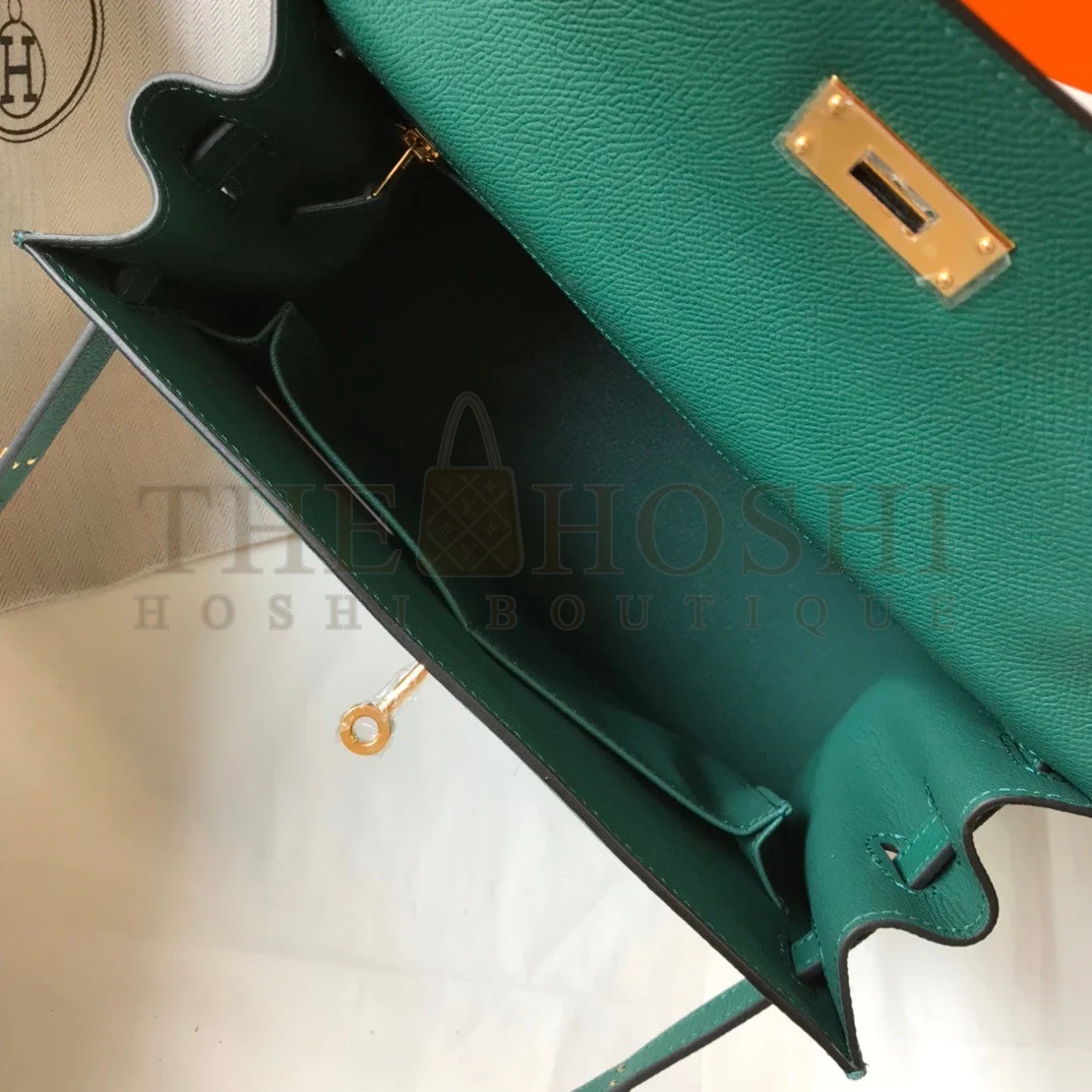 H**me5 Kelly 32cm Sellier Bag in Malachite Epsom Calfskin GHW Master Quality