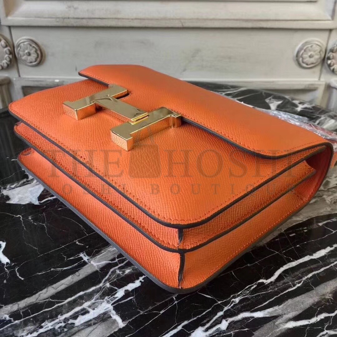 H**me5 Orange Constance MM 24cm Epsom Leather Bag Master Quality