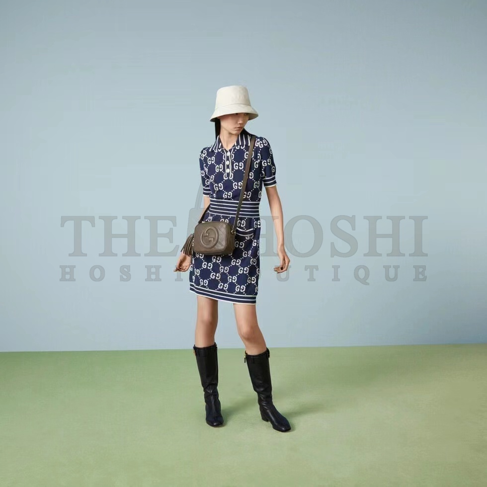 Gvc*1 Women GG Blondie Small Shoulder Bag Brown Leather Zipper Closure Master Quality