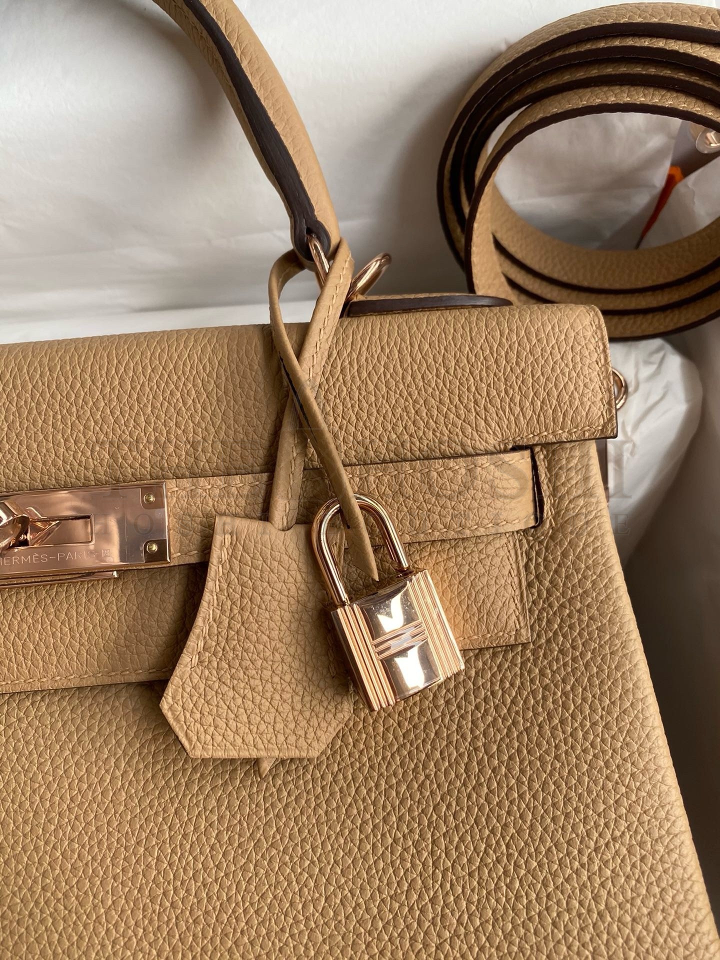 H**me5 Kelly Retourne 28 Handmade Bag In Chai Clemence Leather Master Quality