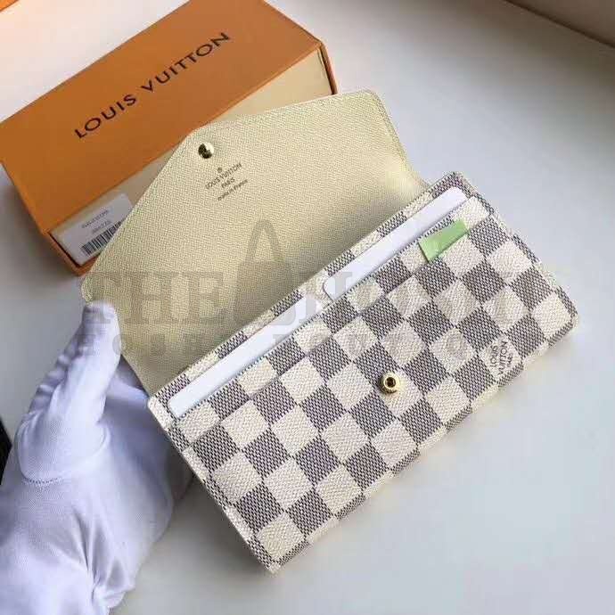 L0vis Vvtt0n LV Women Sarah Wallet Damier Azur Coated Canvas Master Quality