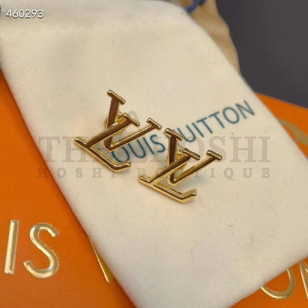 L0vis Vvtt0n Women LV Iconic Earrings Gold-Color Initials M00743 Master Quality