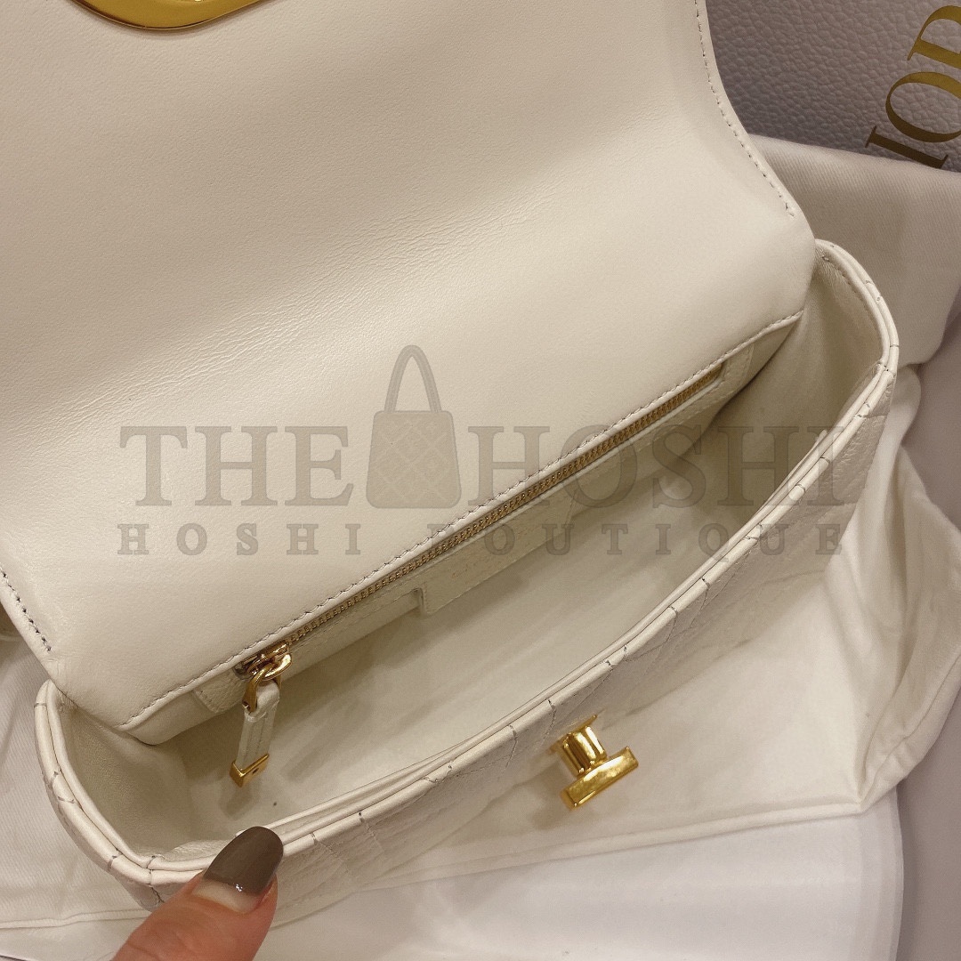D10r Women Small D10r Caro Bag Lvory S*pple Cannage Calfskin-White Master Quality