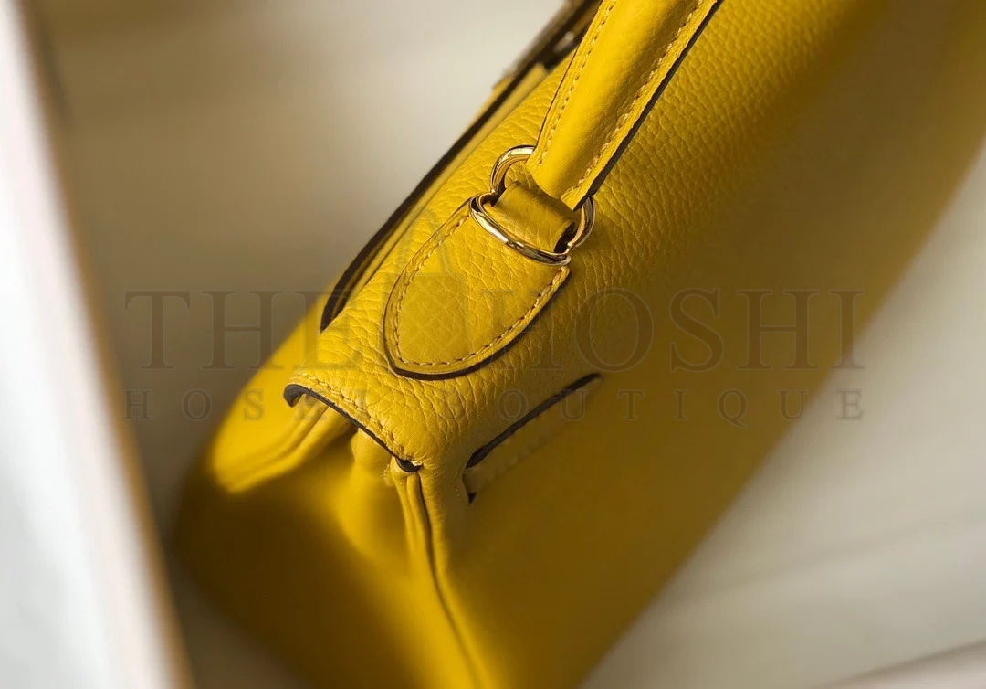 H**me5 Kelly 25cm Retourne Bag in Jaune Ambre Clemence Leather GHW Master Quality