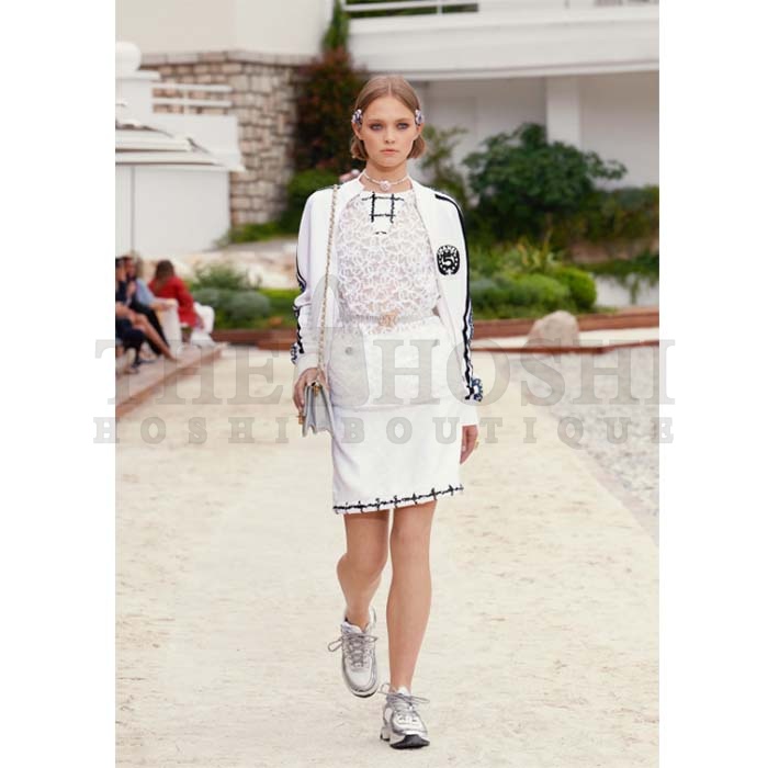 Ch**el trainer shoes Women CC Sneakers Fabric Laminated White Silver Master Quality