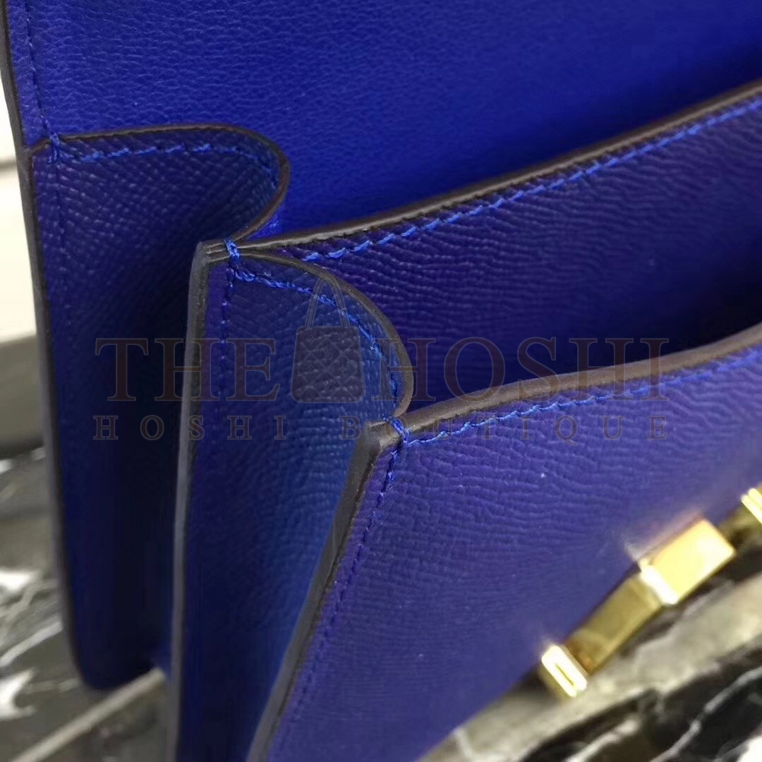 H**me5 Blue Electric Constance MM 24cm Epsom Leather Bag Master Quality