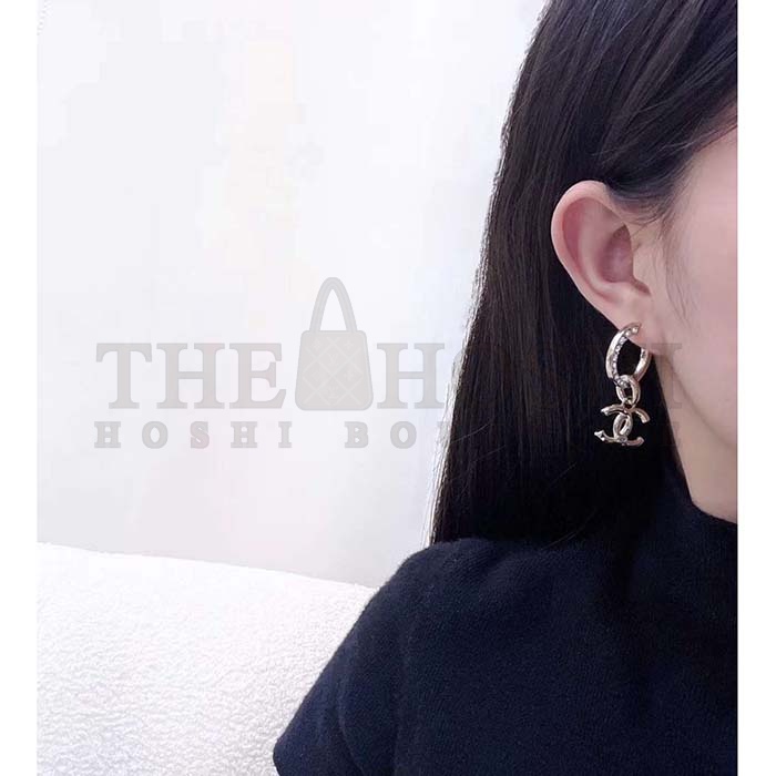 Ch**el Women CC Pendant Earrings Metal Strass Gold Crystal Master Quality