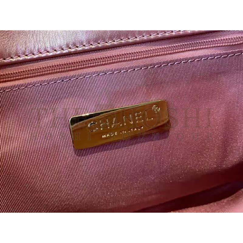 Ch**el Women 19 Flap Bag Lambskin Gold Silver-Tone Ruthenium-Finish Metal Coral Master Quality