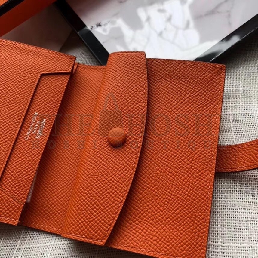 H**me5 Bearn Mini Wallet In Orange Epsom Leather Master Quality