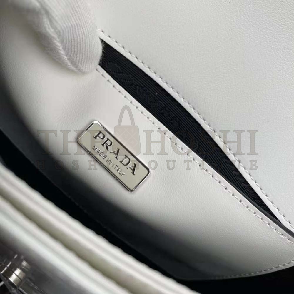 Pra*a Women Brushed Leather Shoulder Bag-White Master Quality