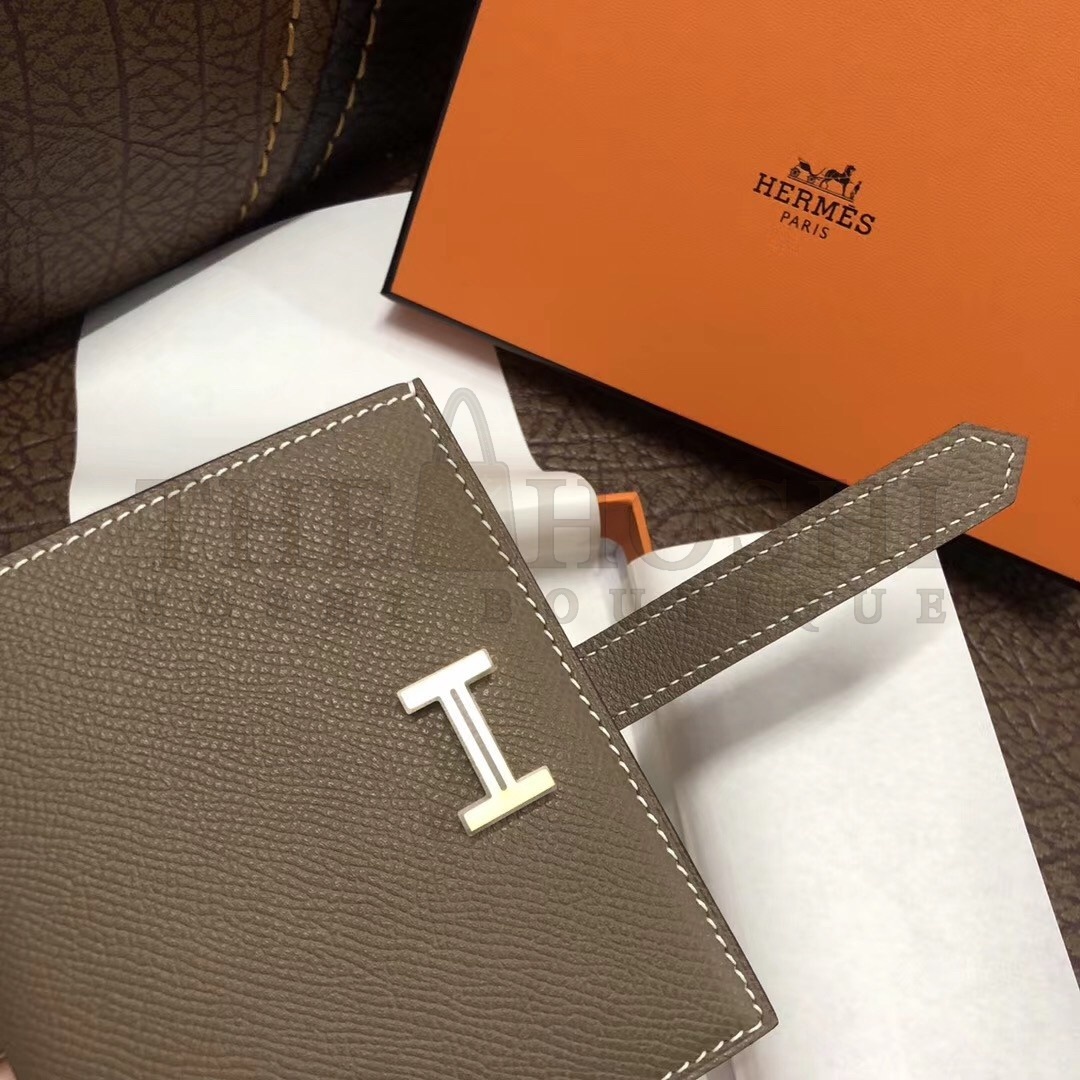 H**me5 Bearn Compact Wallet In Taupe Grey Epsom Leather Master Quality