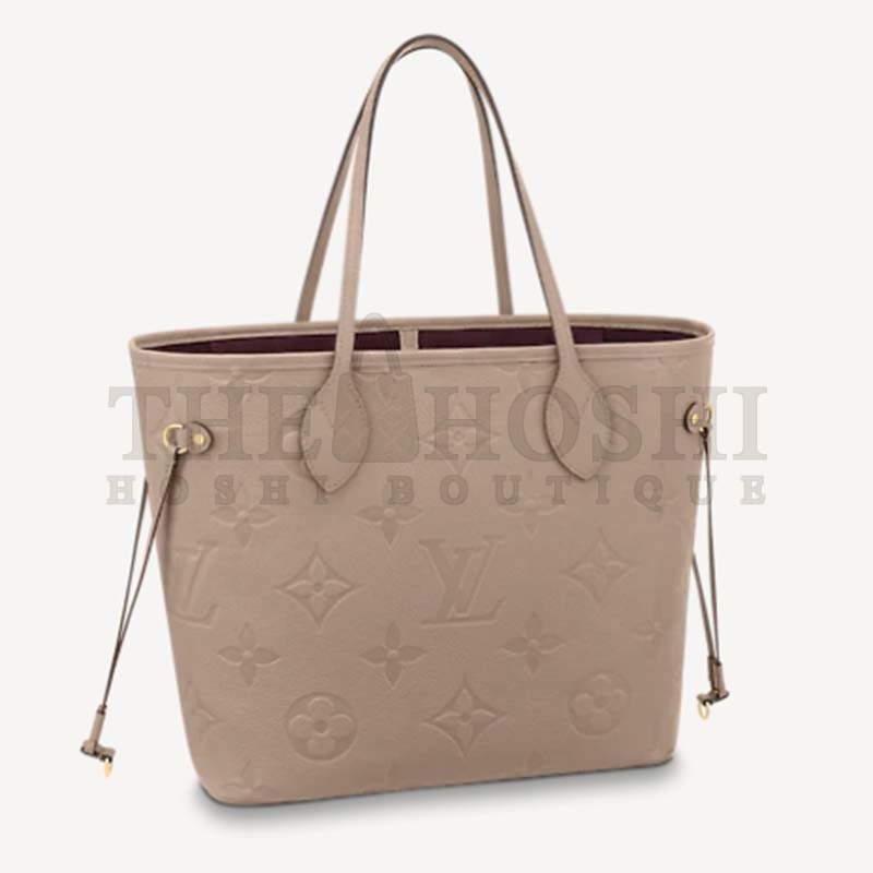 L0vis Vvtt0n LV Women Neverfull MM Tote Tourterelle Gray Embossed Cowhide Leather Master Quality