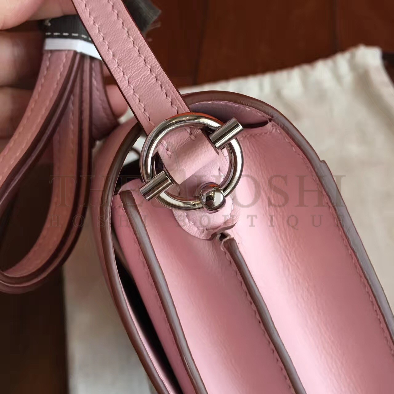 H**me5 Mini Sac Roulis Bag In Rose Dragee Swift Leather Master Quality