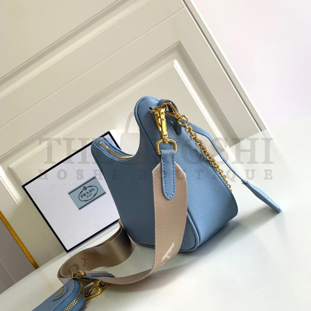 Pra*a Re-Edition 2005 Shoulder Bag In Blue Saffiano Leather Master Quality