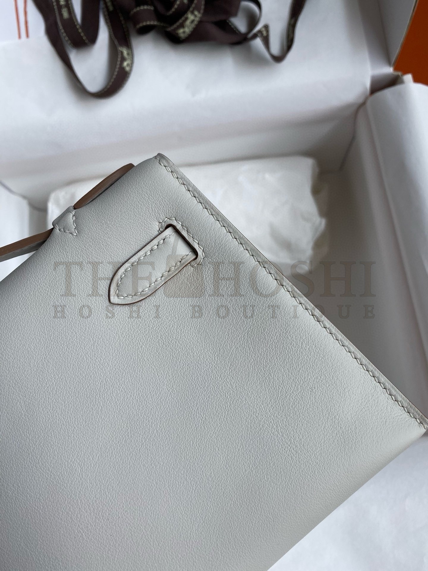 H**me5 Kelly Pochette Handmade Bag In Pearl Grey Swift Calfskin Master Quality