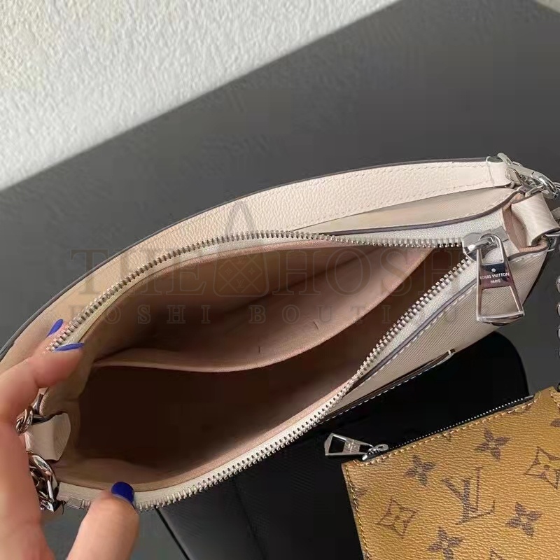 L0vis Vvtt0n LV Women Marelle Handbag Quartz White Epi Grained Cowhide Canvas Master Quality