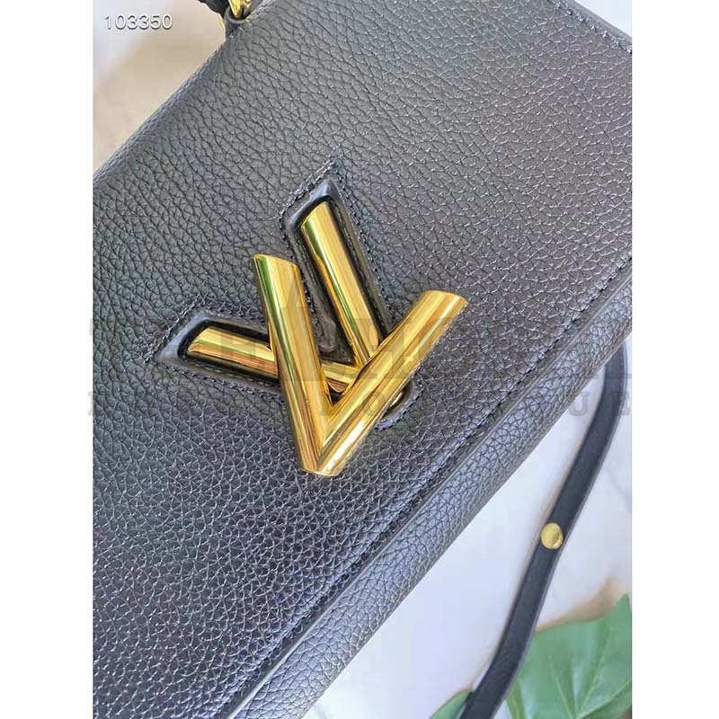 L0vis Vvtt0n LV Women Twist One Handle PM Handbag Black Taurillon Cowhide Master Quality