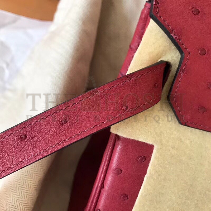 H**me5 Ruby Birkin 30cm Ostrich Handmade Bag Master Quality