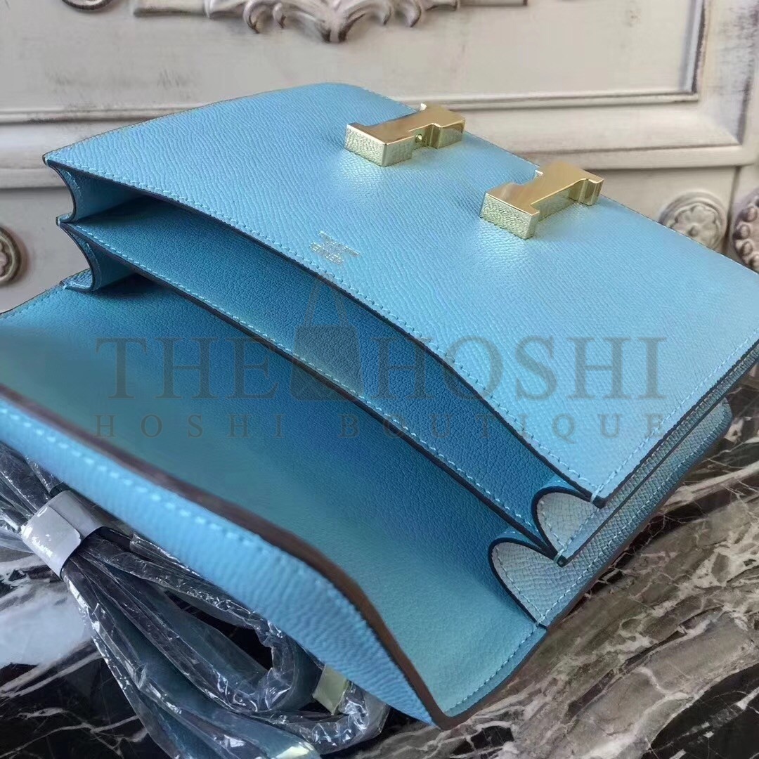 H**me5 Blue Atoll Constance MM 24cm Epsom Leather Bag Master Quality