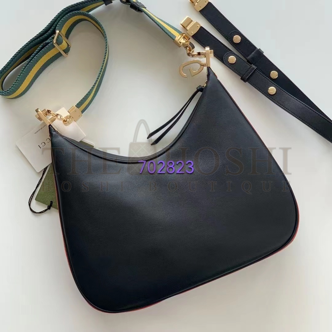 Gvc*1 Women Attache Large Shoulder Bag Black Leather Master Quality