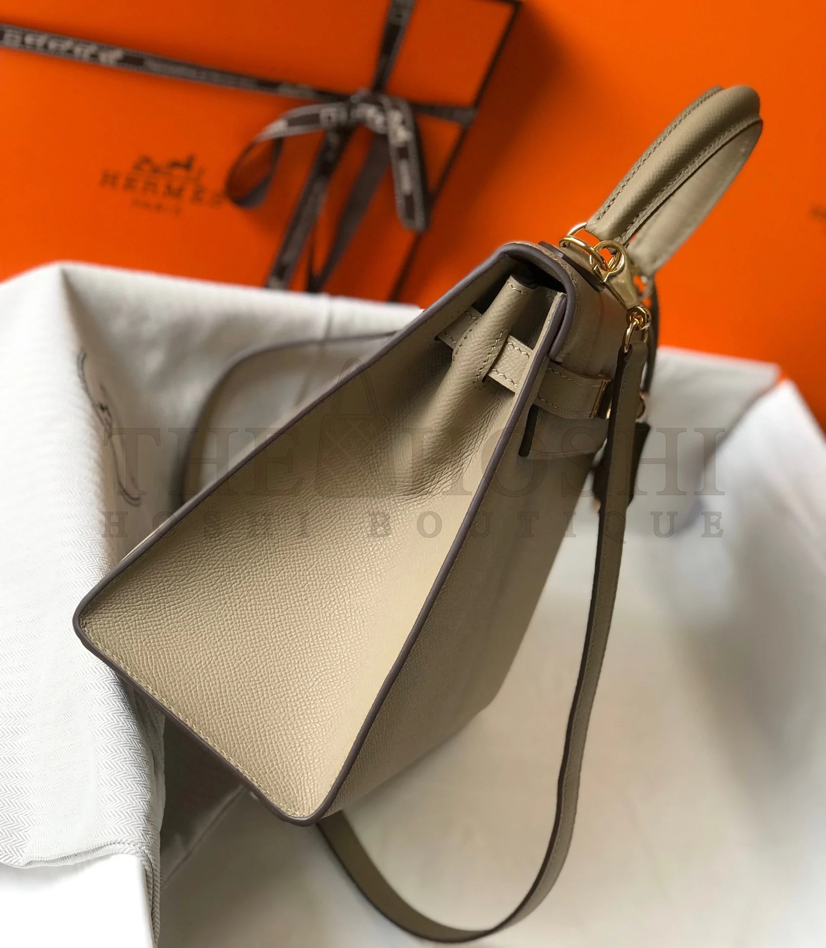 H**me5 Kelly 28cm Sellier Bag in Gris Tourterelle Epsom Calfskin GHW Master Quality