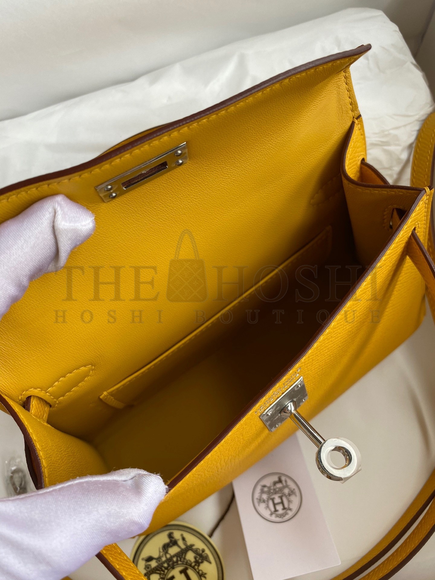 H**me5 Kelly Mini II Sellier Handmade Bag In Jaune Ambre Epsom Calfskin Master Quality