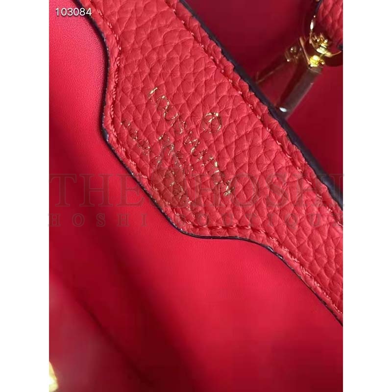 L0vis Vvtt0n LV Women Capucines MM Handbag Scarlet Red Taurillon Leather Master Quality