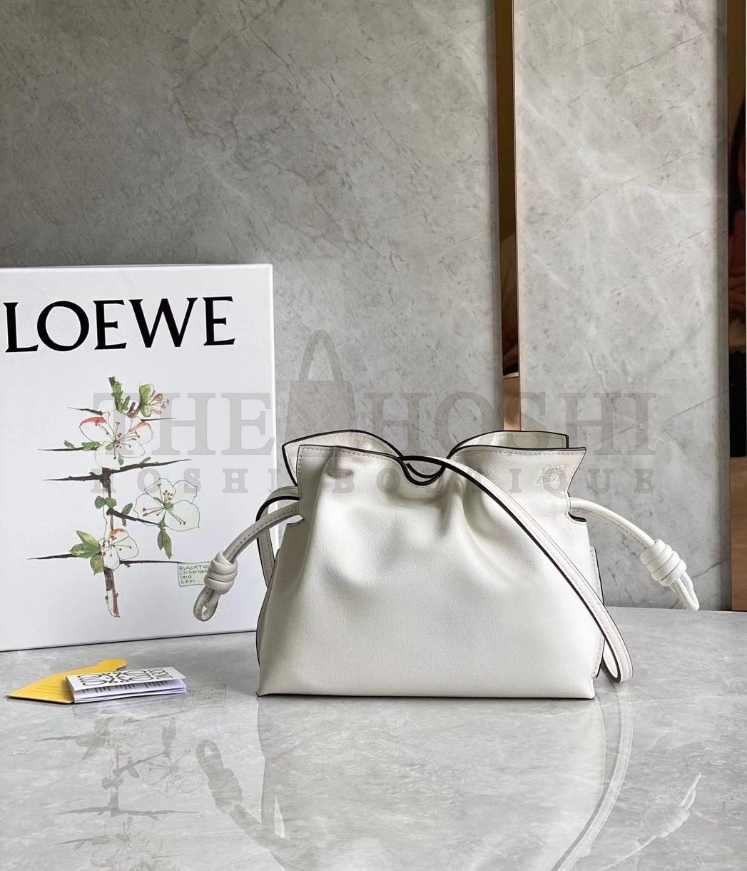 L0ew* Flamenco Mini Clutch In White Nappa Leather Master Quality