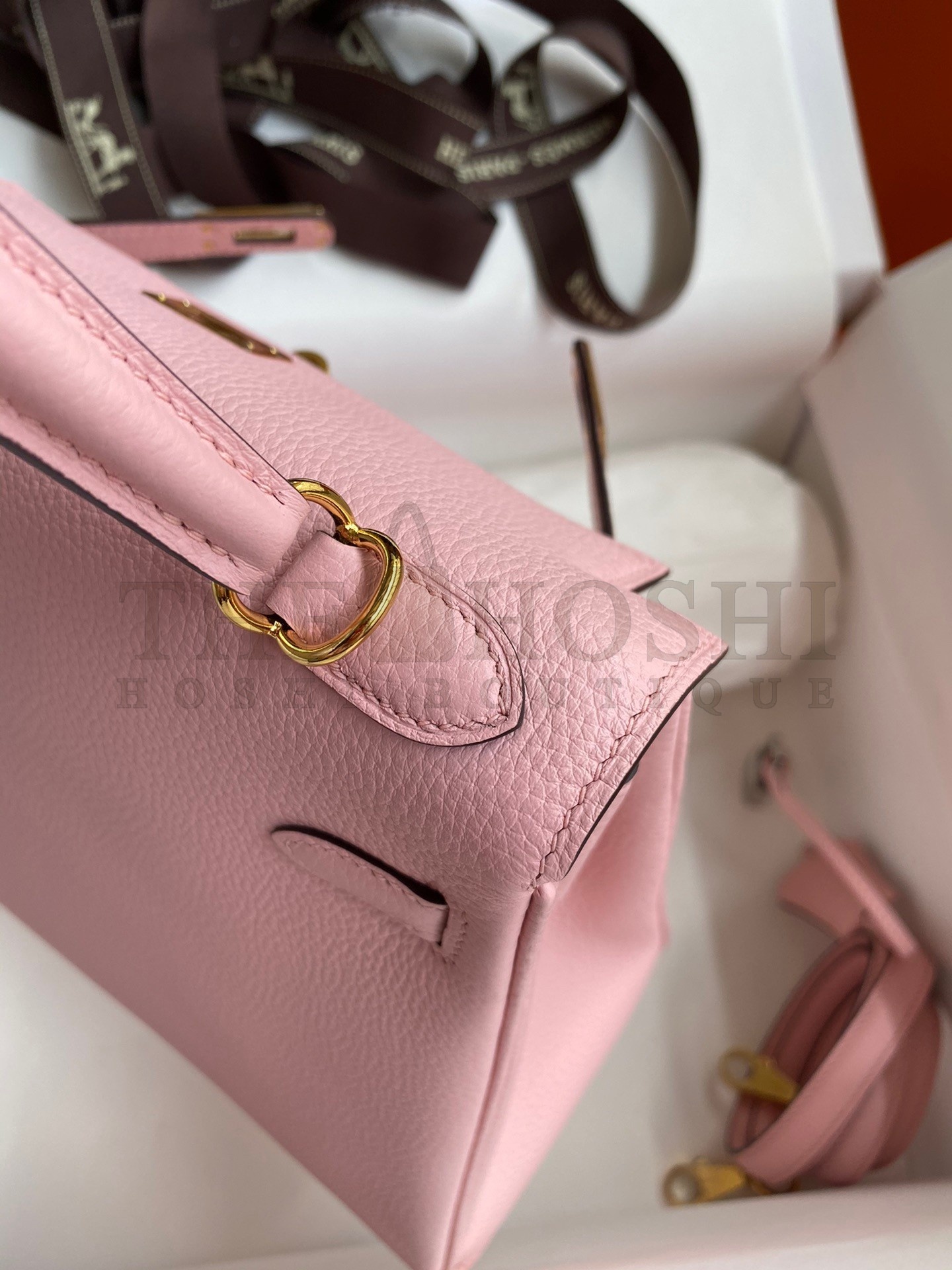 H**me5 Kelly Retourne 25 Handmade Bag In Rose Sakura Clemence Leather Master Quality