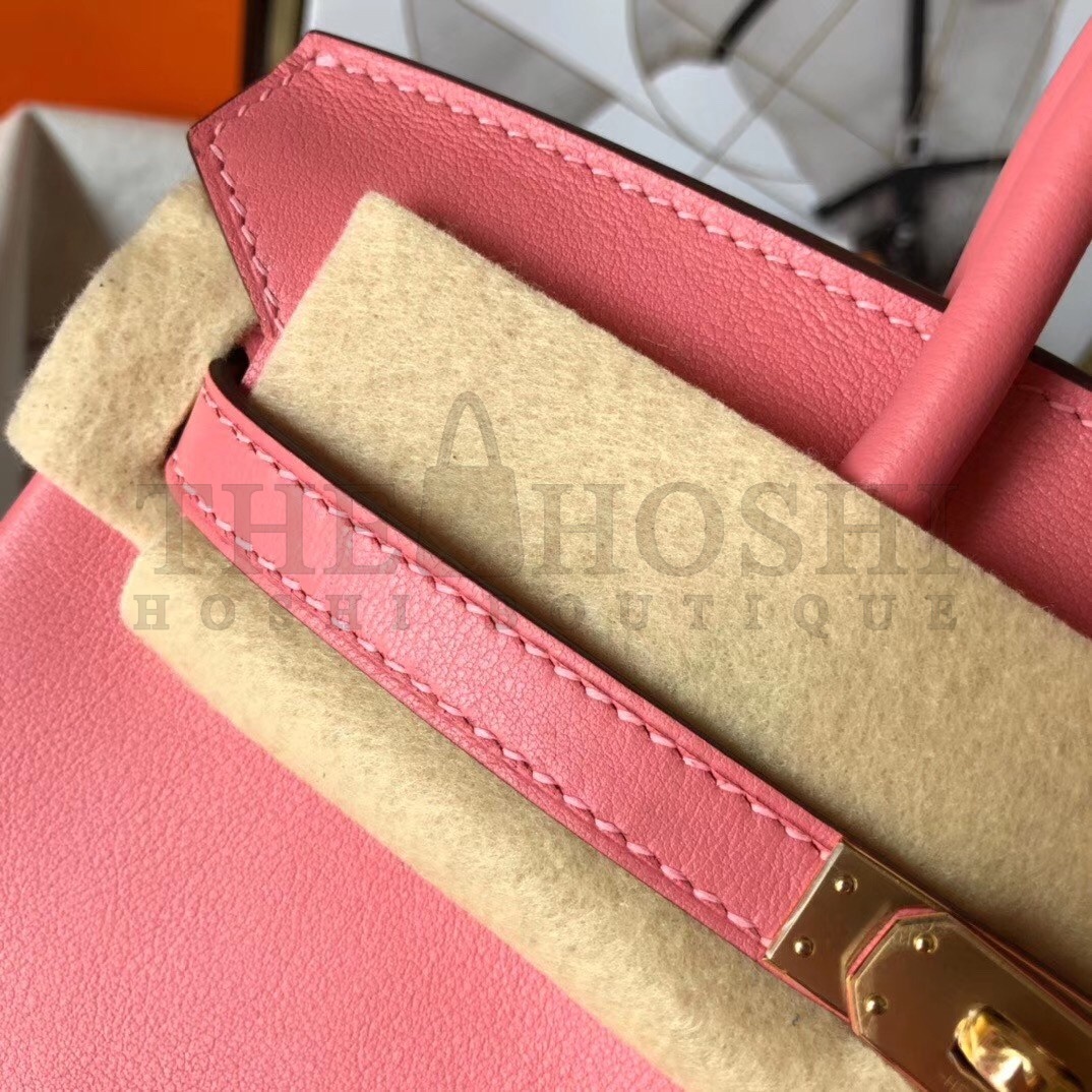 H**me5 Rose Lipstick Birkin 25cm Swift Handmade Bag Master Quality